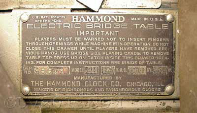Hammond Bridge Table Nameplate
