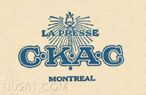 CKAK Letterhead, Montreal, Canada, 1931