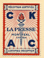 CKAC Reception Verification Stamp, 1931