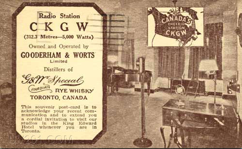 CKGW QSL Card (960 kHz, 5 KW), Toronto, Canada, 1929