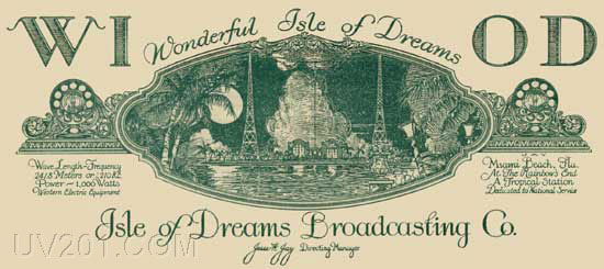 WIOD Letterhead "Wonderful Isle of Dreams" (1210 kHz, 1 KW) Miami Beach, FL, 1929