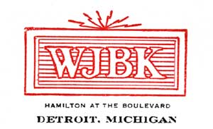 WJBK Letterhead (1500 kHz, 250 W), Detroit, MI, 1935