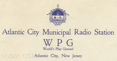 WPG Letterhead (1100 kHz, 5 KW), Atlantic City, NJ, 1929