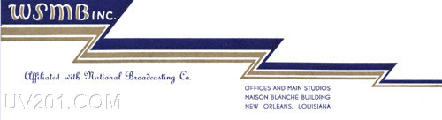 WSMB Letterhead (1320 kHz, 750 W), New Orleans, LA, 1936
