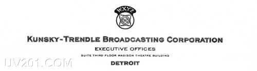 WXYZ Letterhead, Detroit, MI, 1931