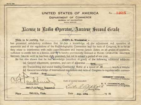 Amateur Radio License-1921