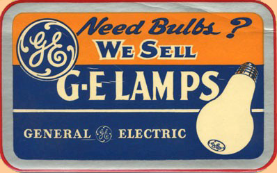 GE Bulbs Decal-1940's