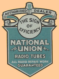 National Union Tubes Decal-Mid 1930's