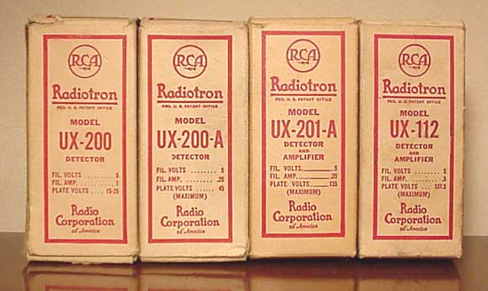 RCA UX-200, UX-200A, UX-201A, and UX-112 Boxes