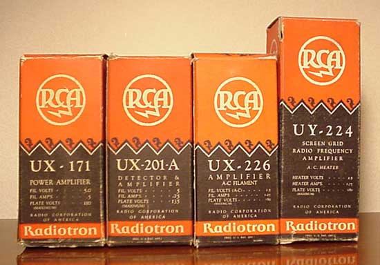 RCA UX-171, UX-201A, UX-226, and UY-227 Boxes